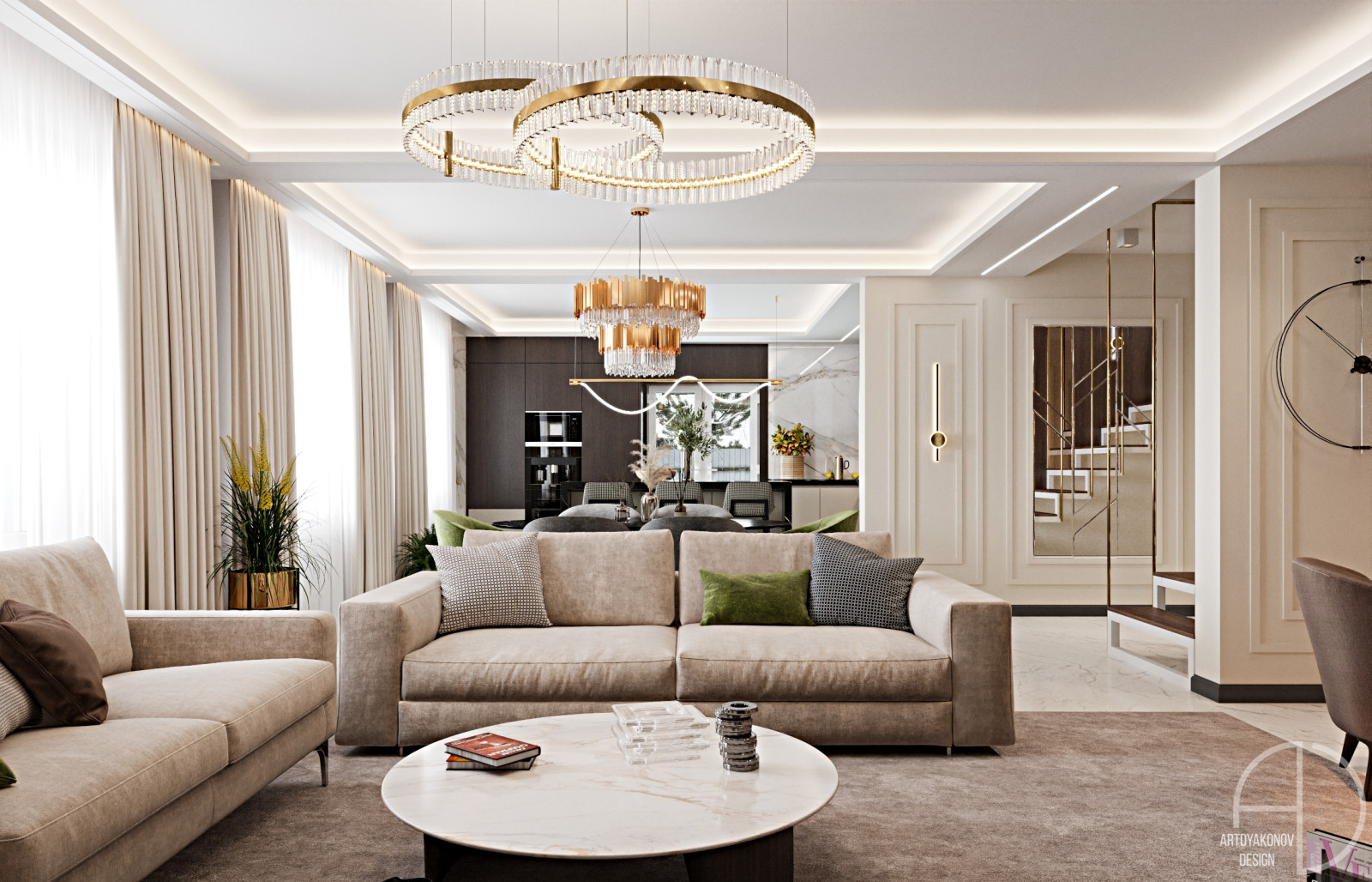 Дизайн интерьера загородного дома. Поселок Зеркальный 250 м2