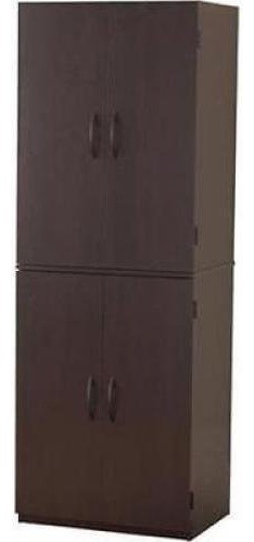 Contemporary Kitchen Pantry In Wood With 2 Adjustable Shelves And