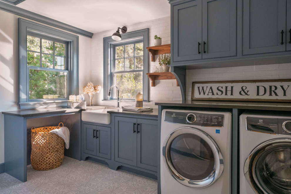 This is an example of a country laundry room in Boston.