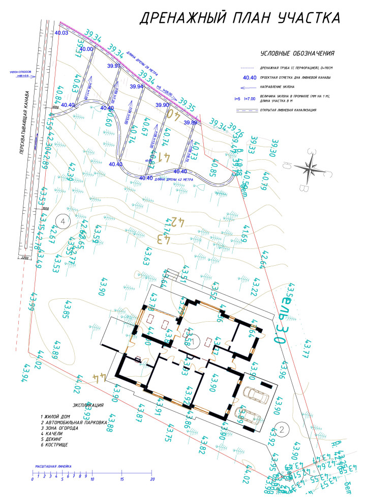 Проект участка  на крутом лесном склоне