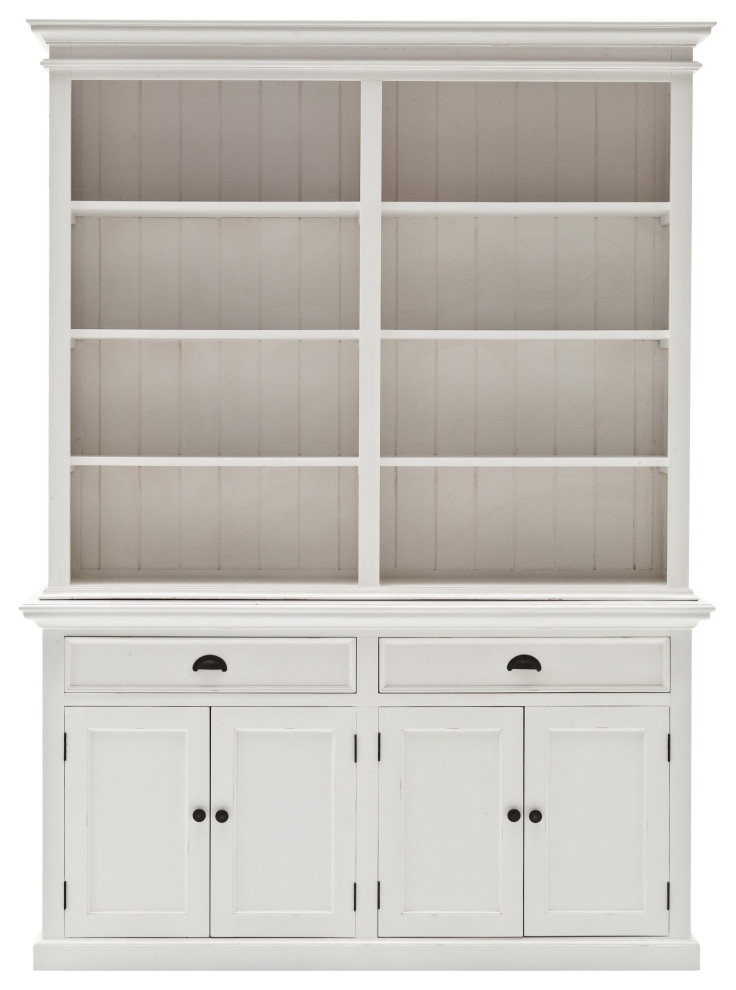 Classic White Hutch Bookcase Unit Traditional China And
