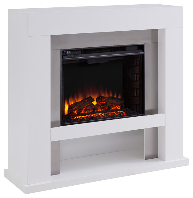 London Stainless Steel Fireplace, White and Silver - Contemporary - Indoor  Fireplaces - by SEI Furniture | Houzz