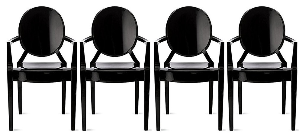 Designer Transparent Dining Chairs With Arms Armchairs With Back Set of