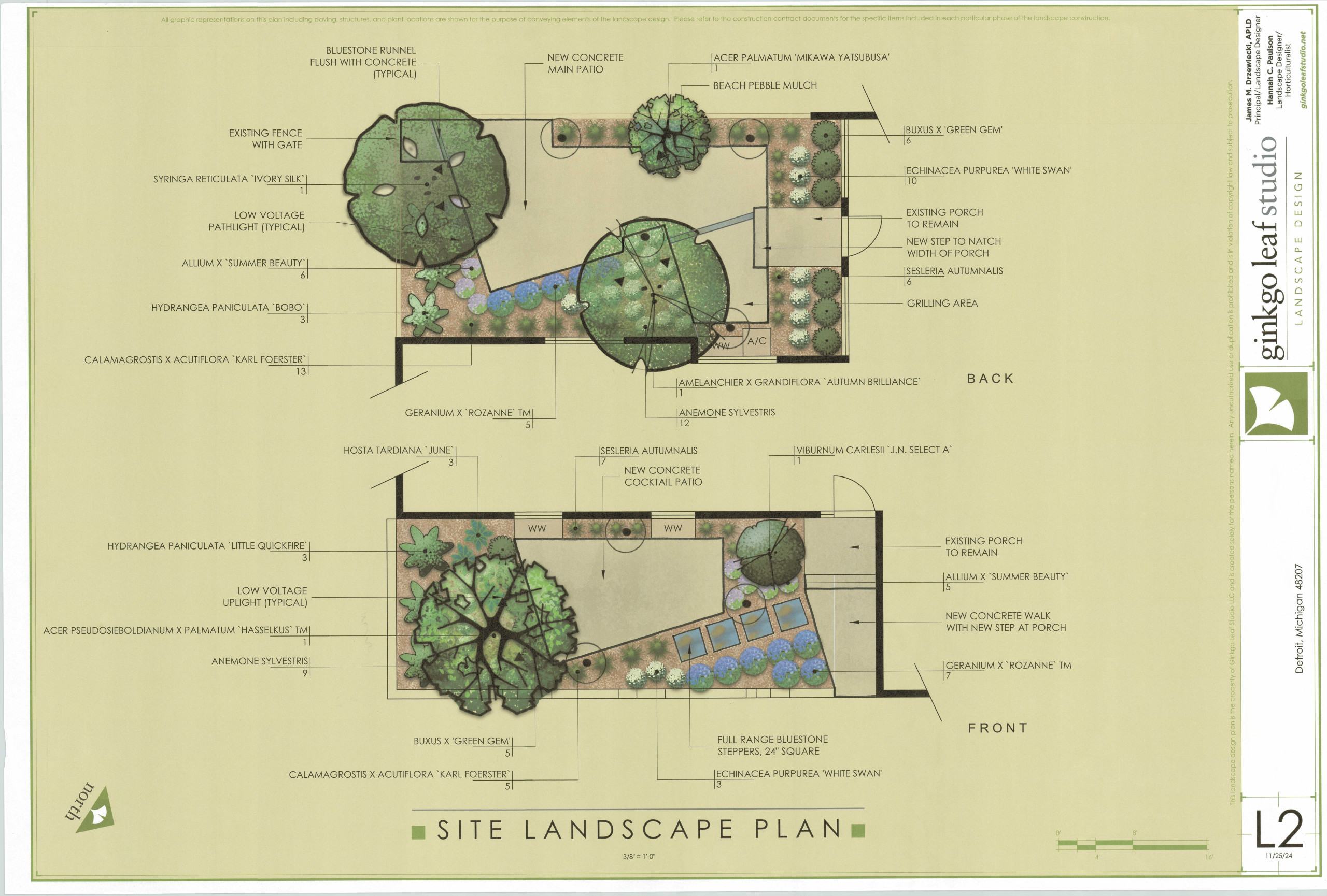 Mid-Century Condo Front + Backyard Landscape -