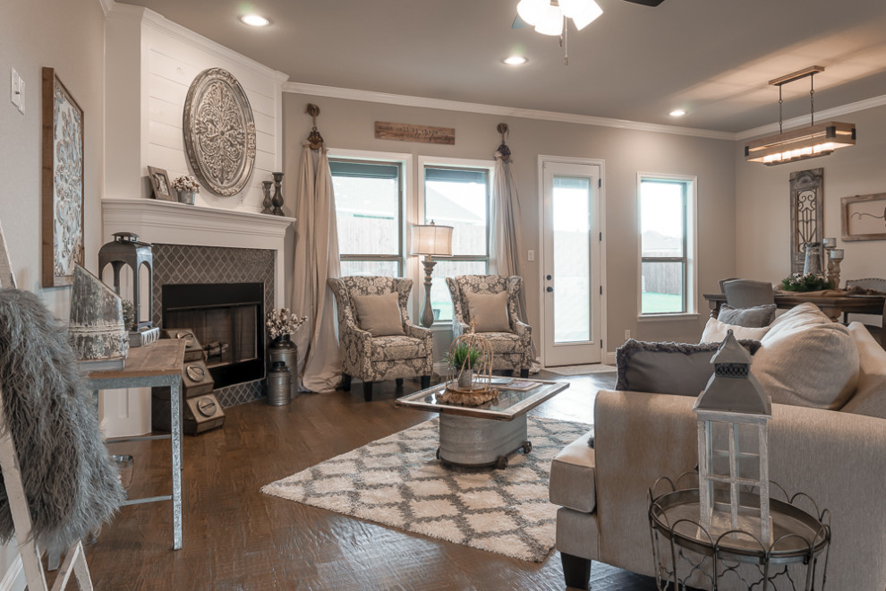Godley Heights Model Home Farmhouse Living Room Dallas by DoubleRock Homes Houzz