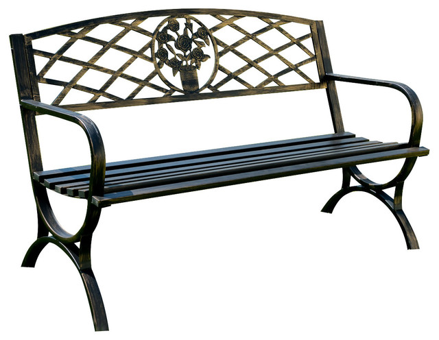 Outdoor Metal Patio Bench Traditional Outdoor Benches By