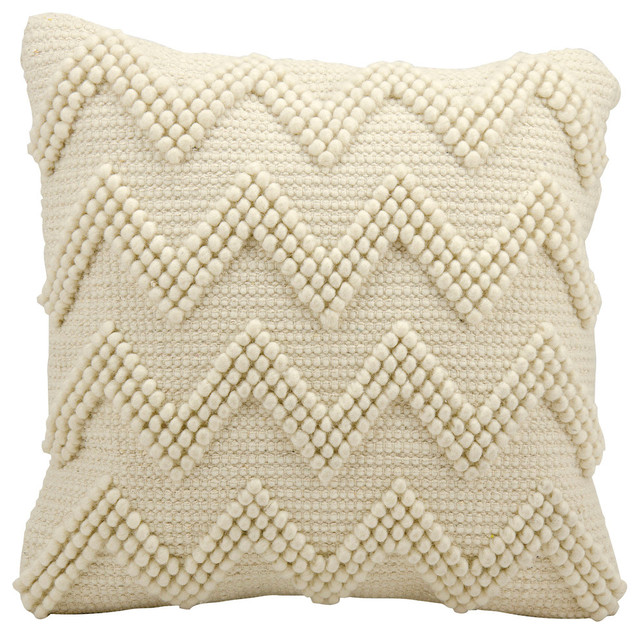 Mina Victory Life Styles Large Chevron Throw Pillow, Ivory, 20"x20"