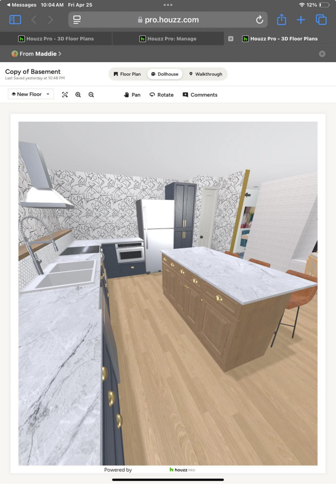The 3D Image of the Kitchen in the Planning Stage.