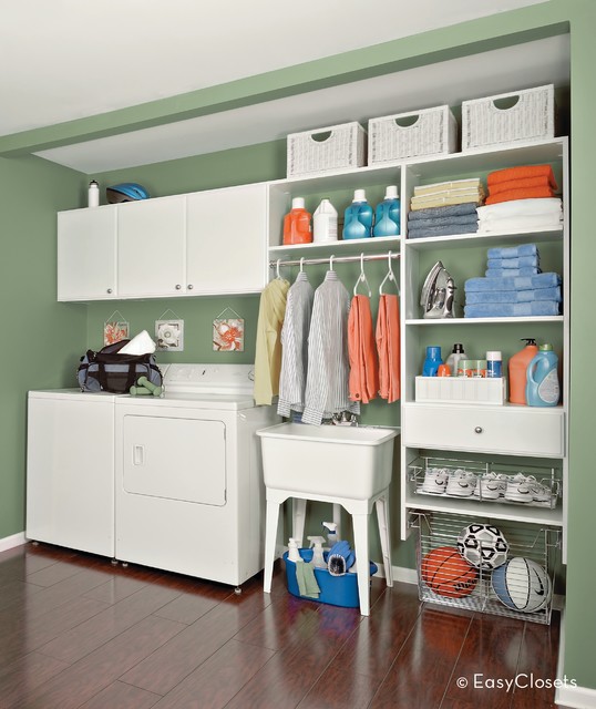 White Laundry Room Hallway Laundry Room by EasyClosets