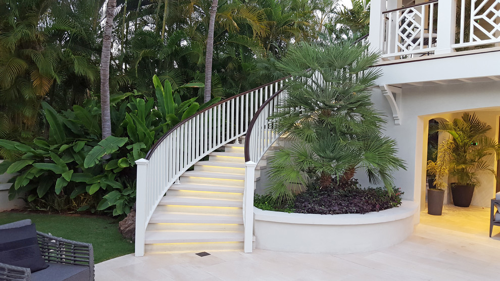 Mid-sized tropical curved staircase in Other.