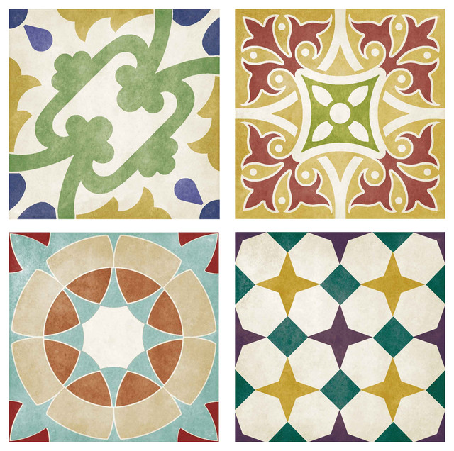 Set of 12 Coloured Decors and 4-Design Wall and Floor Tile, 1 sqm