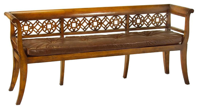 john richard - john richard fretwork bench with a leather