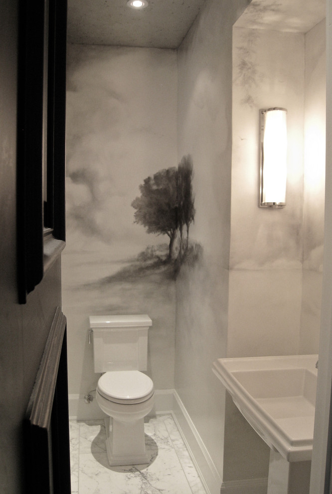 This is an example of a traditional powder room in Montreal.
