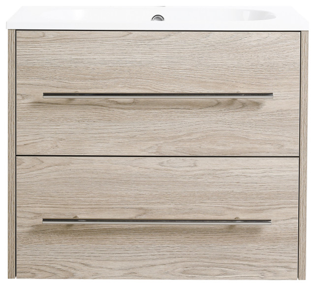 24 Inch Wall Mounted Plywood Bathroom Vanity with Gel Basin and Drawers ...