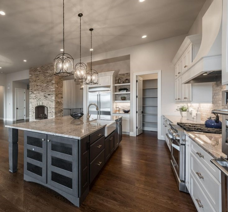 Example of a transitional kitchen design in Denver