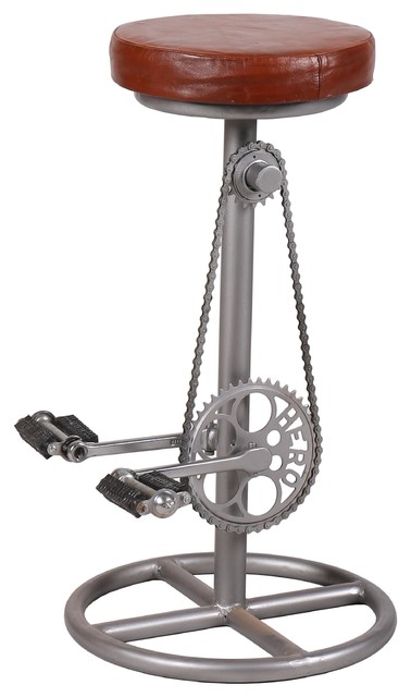 Upcycled Leather Seat and Bicycle Pedal Bar Stool ...