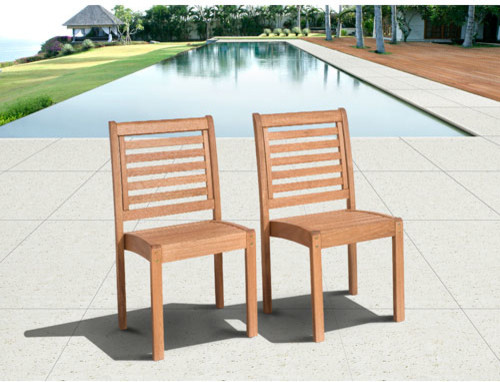 Amazonia Eucalyptus Stackable Chair Set without Arms