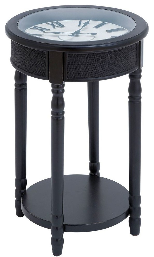 Wood Table Clock in Rich Black Finish with Stylish Design