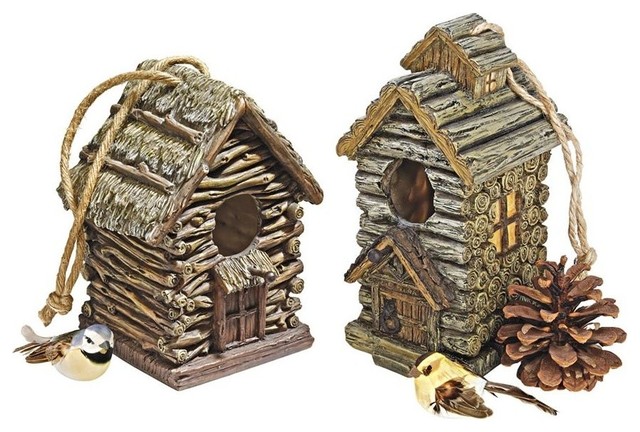 Backwoods Cabin Bird Houses, Set of 2