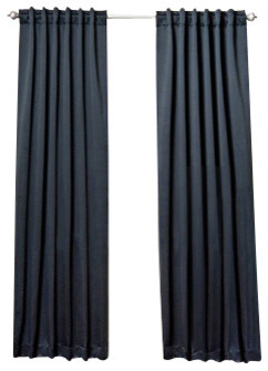 Solid Backtab Thermal Insulated Blackout Curtains - 1 Pair, Black, 95"