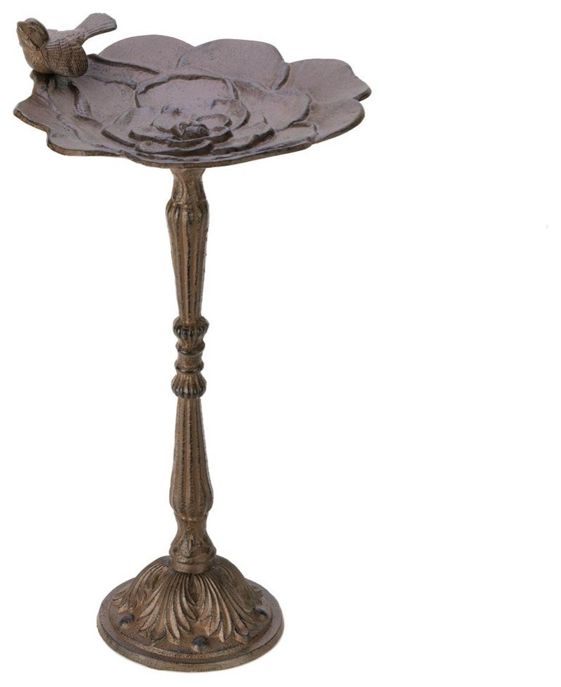 Cast Iron Rustic Iron Garden Bird Bath Traditional Bird Baths by