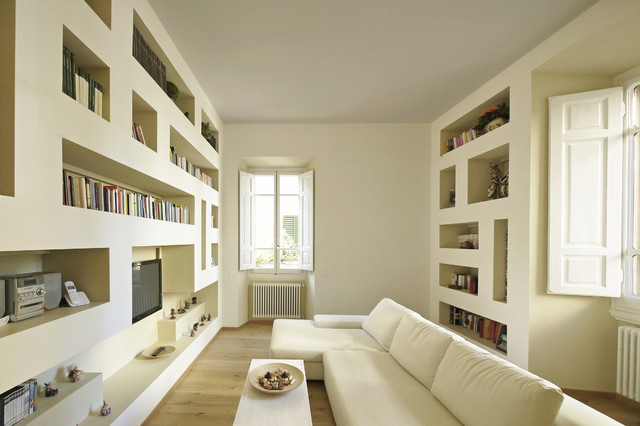 Moderno minimale | 100 mq modern-vardagsrum