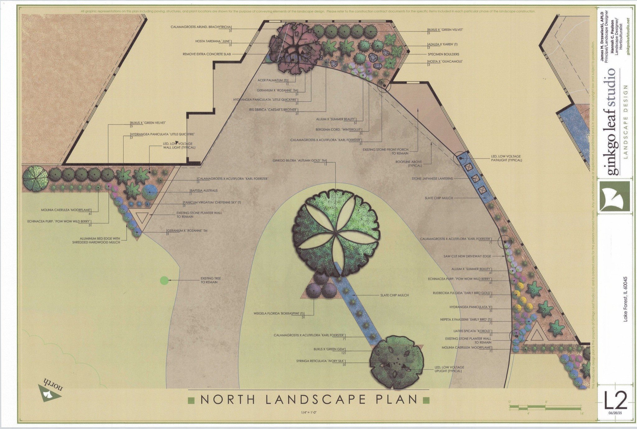 Keck & Keck Mid-Century Front Yard Landscape - Lake Forest, IL