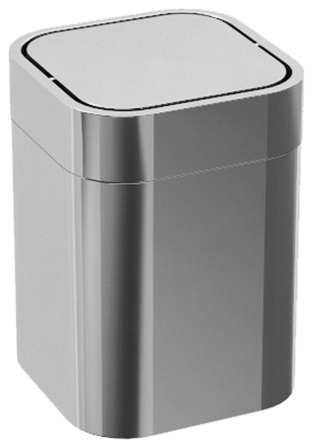 WS Bath Collections Saon 44020 Saon Steel Table Top Waste Basket - Stainless