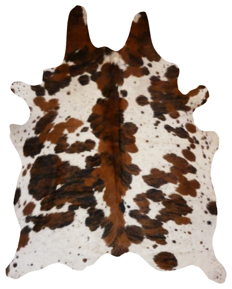 Cowhide Rug Spine Tricolor, 7?X6? Contemporary Novelty Rugs by