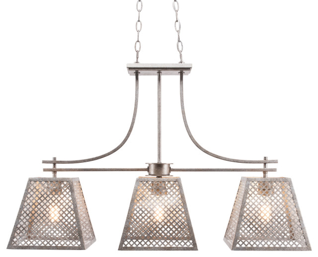 Corbello 3 Light Island In Aged Silver (1463-AS-LED18C)