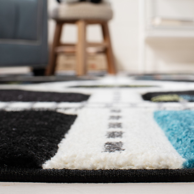 Safavieh Carousel Kids Crk192Z Kids Rug, Black and Ivory, 5'3