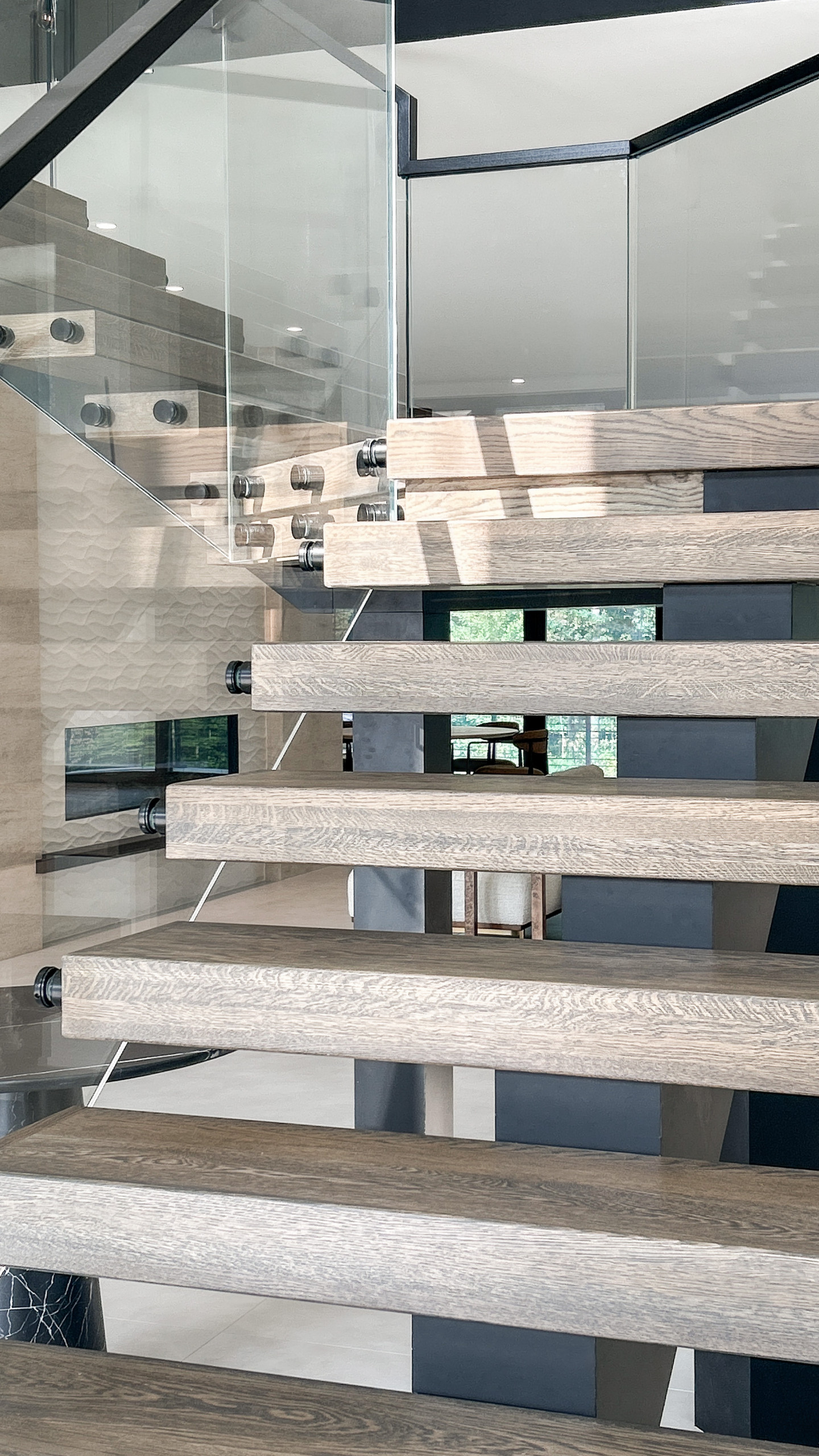 Project #159 | Modern Foyer Stair with Stand-off Glass Railing
