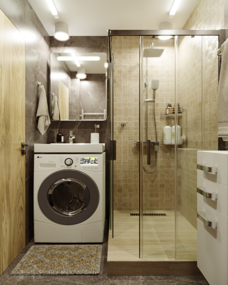 Визуализация небольшой ванной комнаты 2,3м². (1,52м×1,52м)