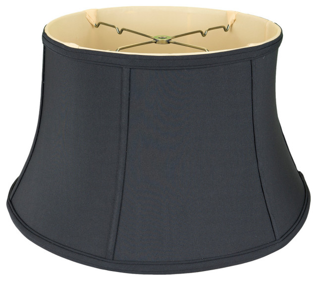 Shantung Bell Floor Lamp Shade, Spider Fitting on Glass Bowl, Black, 19