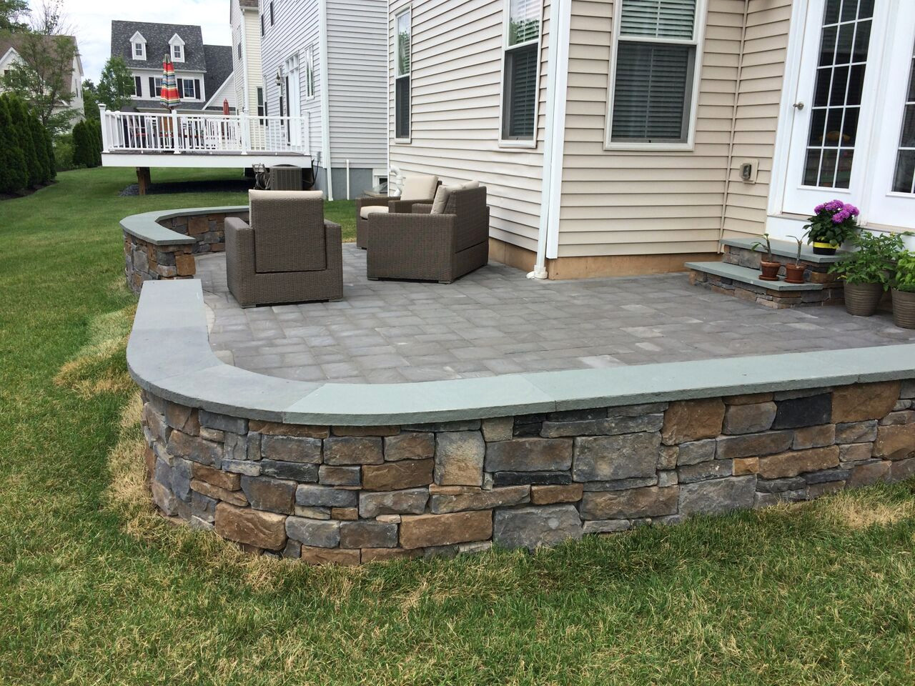 Patio and Sitting  Wall- Bluestone