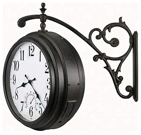 Outdoor Clock, Double Side Design With White Dial With Black Handles ...