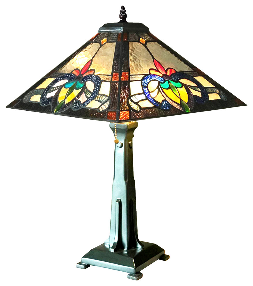 CUTHBERT Tiffany-Style Mission Stained Glass Table Lamp, 24"