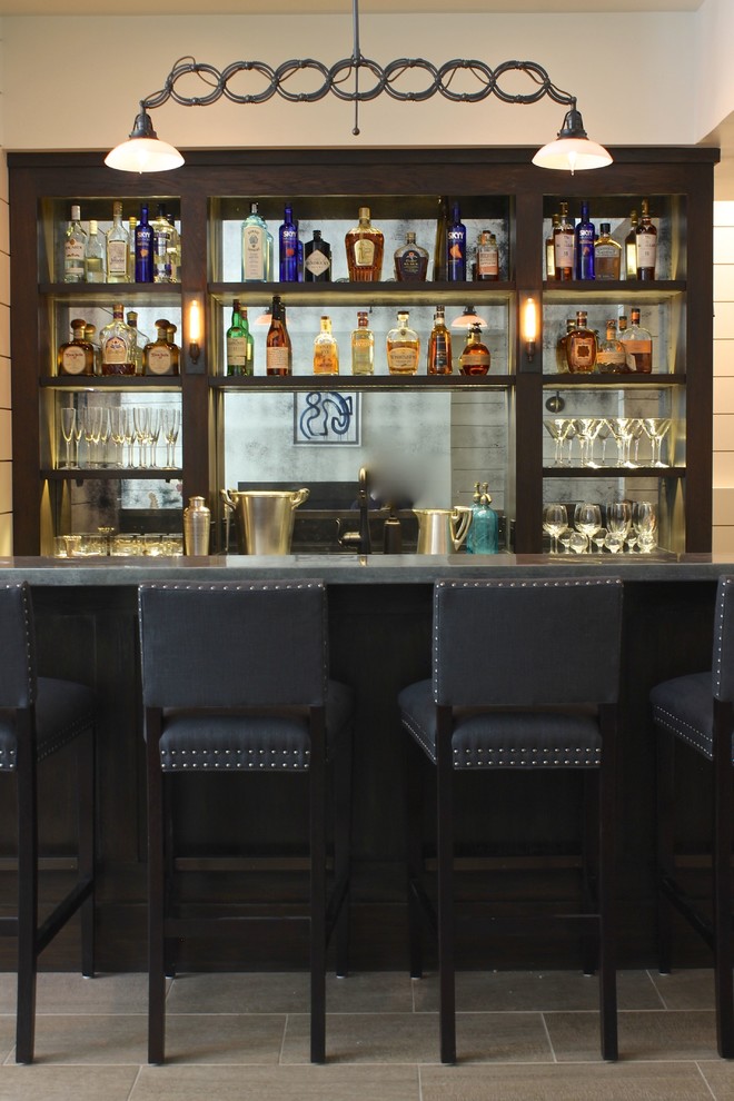 Transitional home bar in New York.