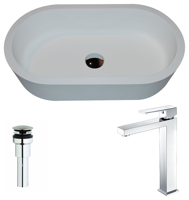 ANZZI Vaine ANZZI Stone Vessel Sink with Enti Faucet Contemporary