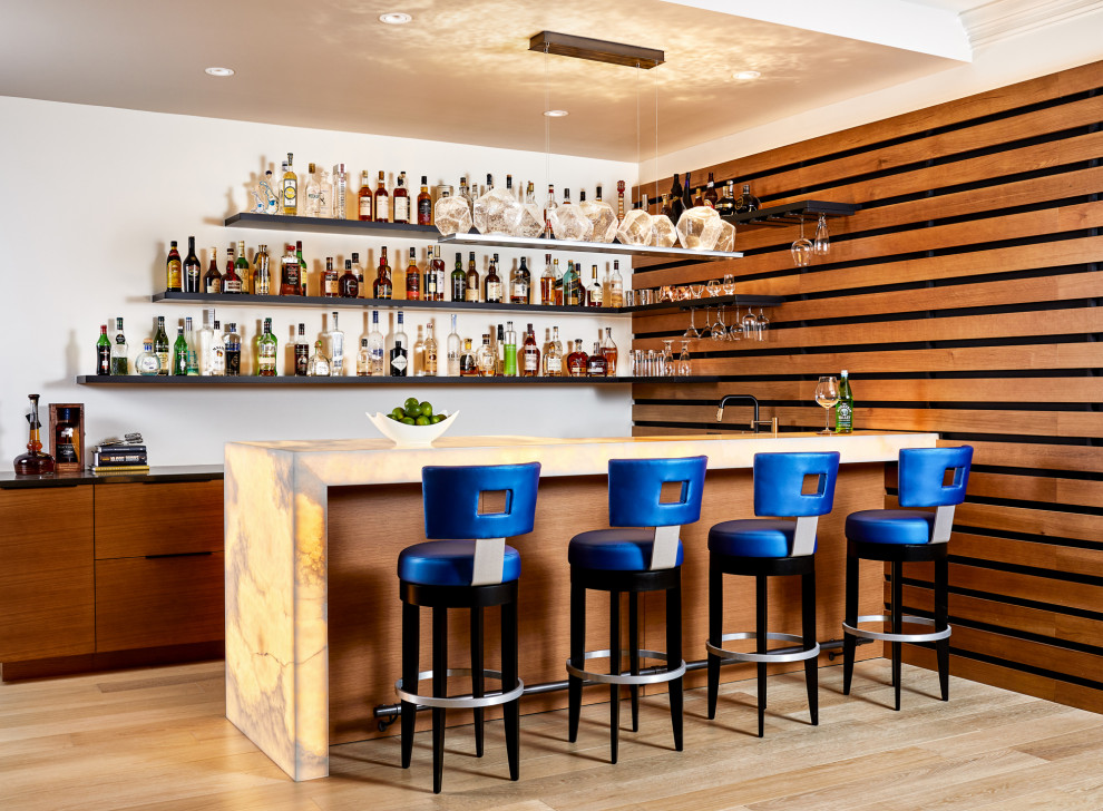 Example of a trendy home bar design in DC Metro