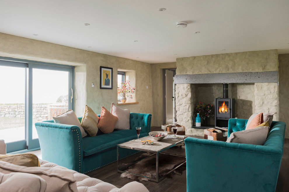 This is an example of a beach style living room in Cornwall.
