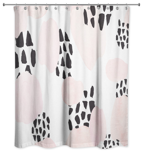 Blush And Black Print Shower Curtain Contemporary Curtains By Designs Direct Houzz Blush And Black Print Shower Curtain, Sinatra Shower Curtain Blush