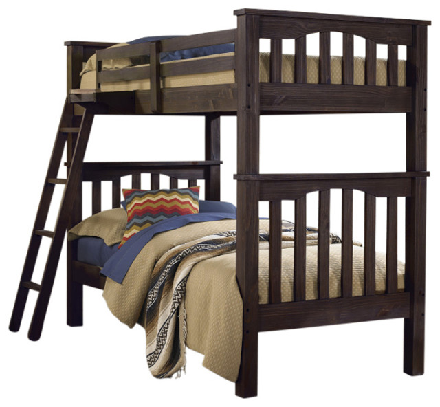 Hillsdale Highlands Harper Wood Twin Over Twin Bunk With Hanging Nightstand Transitional 