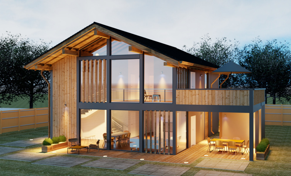 Современный загородный дом в стиле фахверк