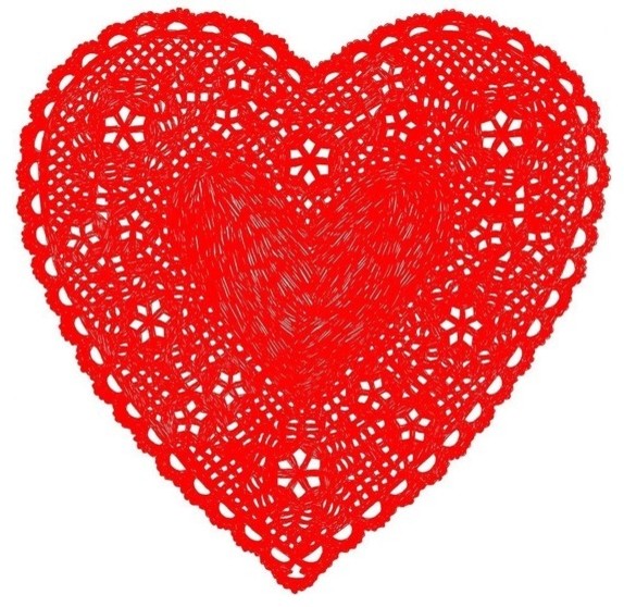 Heart Doily Art Print Much Love, Red by Ashley G