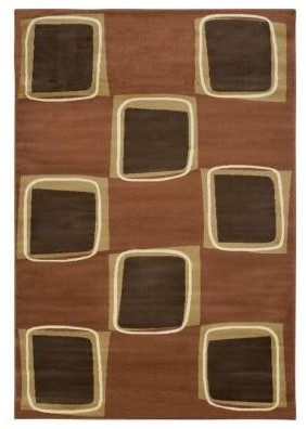 Area Rug: Eight Square Rose and Brown 5' x 7' x 3"