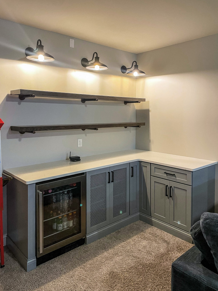 Custom Basement Cabinetry with Quartz Countertop - Transitional ...