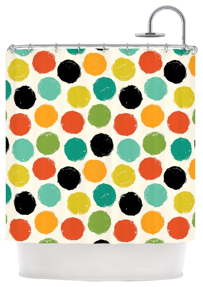 Daisy Beatrice "Retro Dots Repeat" Multicolor Shower Curtain