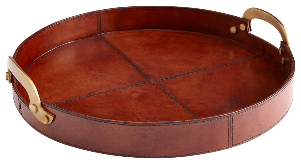 Bryant Tray, Tan Medium Contemporary Serving Trays by Hudson Home