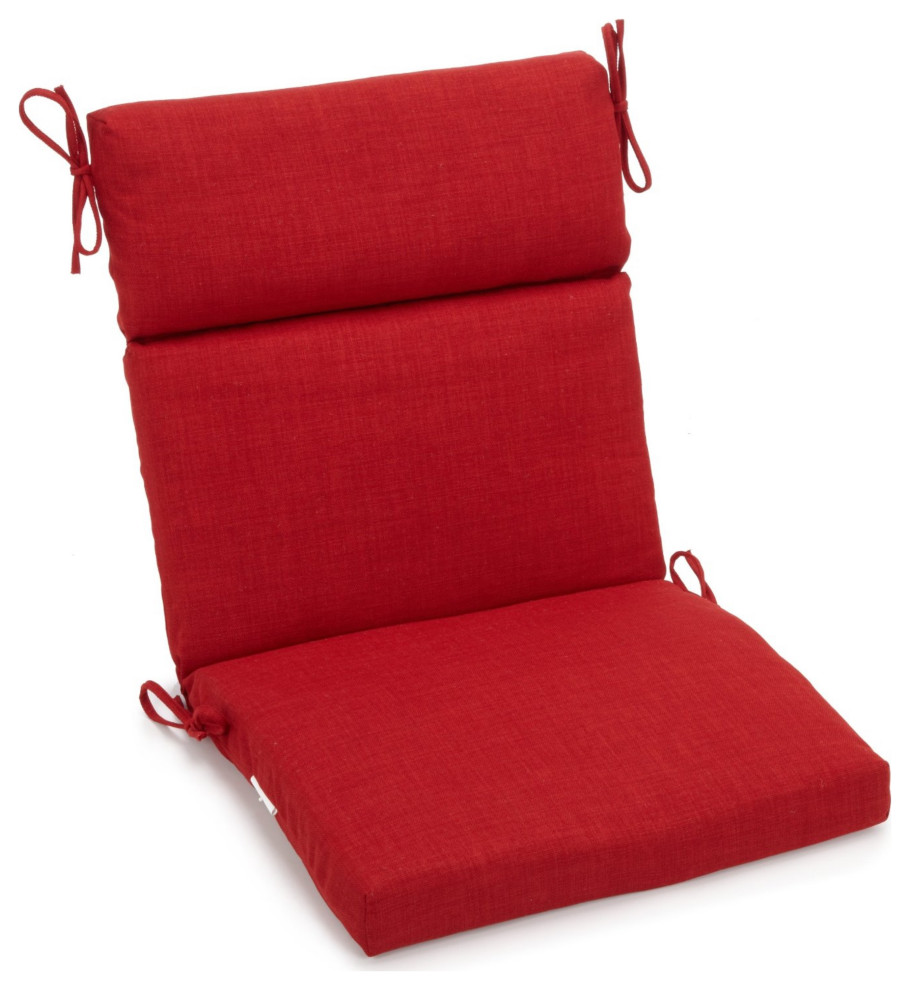18"X38" Spun Polyester Solid Outdoor Squared Chair Cushion, Paprika